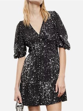 The Kooples Paint Splatter Puff Sleeve Dress
